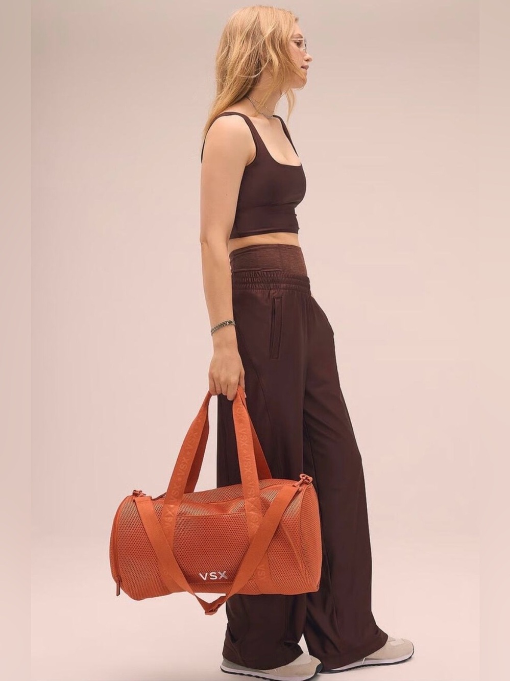 VSX Burnt Orange Mesh Duffel Convertible Weekend Gym Bag NWT